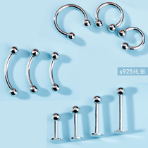 925 Silver Lip Nail with holes of European and American Personality Lip Nail to replace nail silver Diesel Nail cheek pin piercing decorations