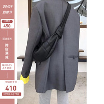 Gray blazer womens hanging feeling 2021 Korean version of loose casual design sense small man temperament suit womens coat