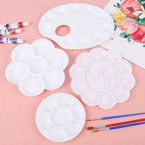 Plastic Palette Plum Blossom Round Paint Plate Children Student Painting Art Supplies Watercolor Gouache Palette Plate