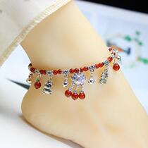 2021 New flush rope water sound Bell anklet chain alien domineering female thick advanced sense red agate fashion students