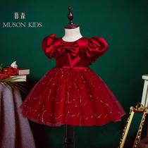 One year old girl baby dress spring and autumn flower girl wedding princess dress