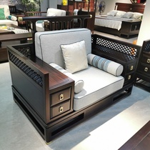 New Chinese style full solid wood sofa Modern zen Ebony wood living room sofa combination villa ebony furniture customization