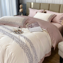 American 100 tribute satin long-staple cotton cotton cotton four-piece light luxury BAO WEN embroidery cotton quilt cover bedding 1 8