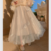 Pregnant womens mesh skirt summer 2021 New lace belly fairy dress summer wear tide mother a skirt