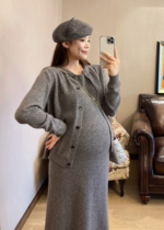 PEIPEIPepe Maternity Dress-Knitted Set-Gao Ding Dress Jacket Sweater Autumn Design Sense Autumn and Winter