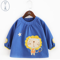 Baby gown cotton breathable long-sleeved bib new autumn cartoon lion casual gown baby anti-dirty clothes