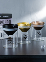 Stainless steel ashtray glass creative household with lid trendy ashtray personality living room bedroom ins Wind anti-flying ash