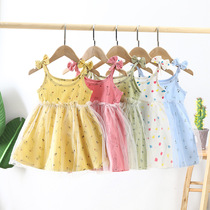 Baby dress 2021 summer new 1 girl suspender strap gauze dress 2 Korean children princess dress 3 years old 4
