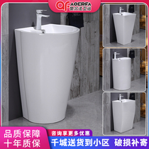 Nordic bathroom high temperature ceramic wash basin integrated column basin ceramic balcony floor-standing washbasin Square