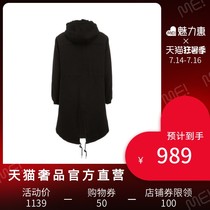 GATEONE black hairy hooded slit dovetail swing wild mens autumn and winter long cotton cotton coat