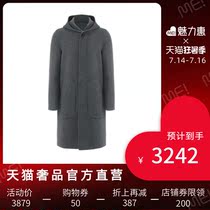 LIU * JO UOMO Grey hooded pure wool version is exquisite craft mens long coat