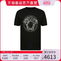 Versace Versace black LOGO LOGO youth pop round neck short sleeve mens T-shirt