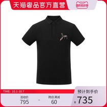 CREAZIONI frog mens pure color wild personality patch cloth short sleeve polo shirt spring and summer