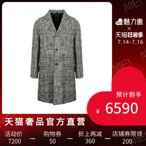 VERSACE COLLECTION VERSACE GRAY STRIPED SQUARE CHECK FLAT BARGE COLLAR MEDIUM-LONG COAT