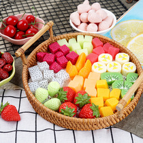 Simulation fruit piece model fake strawberry Mango blueberry cantaloupe banana diced dragon fruit ornaments childrens food play