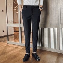 Autumn Korean slim leggings mens nine-point business dress small trousers hanging casual pants mens black long pants