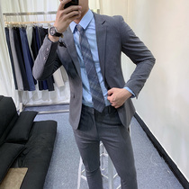 South Korea autumn new one-button casual suit suit men handsome Korean version of slim youth suit men two sets