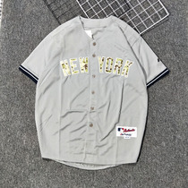 American retro oldschoolhiphop hip-hop street personality tide brand baseball uniform short-sleeved cardigan jacket male