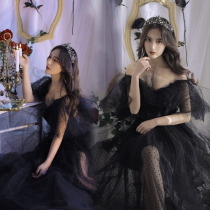Studio photo photography theme clothing new private art photo black gauze V-neck light wedding dress fashion photo dress