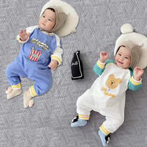  Net red baby one-piece spring and autumn suit pure cotton thin female and male baby clothes cute super cute Haiyi climbing clothes