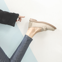 Retro small leather shoes womens 2021 new spring and autumn wild soft-soled British style single shoes ultra-soft flat-bottomed loafers