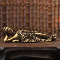 Antique pure copper open light Thailand Tilatsu ornaments Sakyamuni Buddha statue Buddha reclining Buddha sleeping Buddha evil car