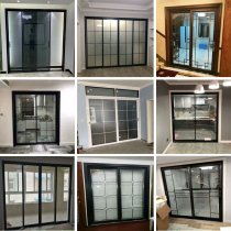 Sliding door custom modern simple balcony sliding door tempered glass titanium magnesium alloy kitchen hanging door living room partition guard