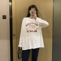 Pregnant womens spring clothing 2022 new blouses cotton Korean version of the long style Loose Display Slim Long Sleeves Cartoon Tide Moms Fashion Nehitch