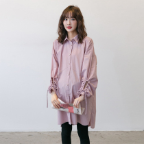 Fashionable personality design ~ 21 spring and autumn clothes solid color breastfeeding long sleeve shirt tide mother bottoming maternity