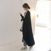 Buckless draped cardigan ~ foreign knit jacket long knee loose spring and autumn large size maternity wear outside