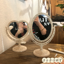 ins style European Retro Mirror vanity mirror Net red desktop makeup mirror girl heart desktop double-sided Princess Mirror
