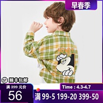 Bala Bala Boy Pure Cotton Shirt 2021 Spring Dress New Children Plaid Shirt Cartoon 21023201202