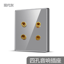 International electrician 86 acrylic plexiglass mirror face wall switch socket Gray 4-hole four-head audio Audio