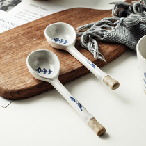 Ceramic spoon spoon spoon rice spoon long handle stirring spoon ins ins trotile tableware set Net red coffee spoon dessert