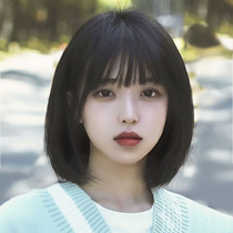 Wig womens short hair 2021 fashion new wave head natural full head sleeve type medium and long hair simulation hair wig set