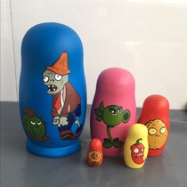Russian doll 5 layers of Plants vs. Zombies handmade childrens educational toys girls holiday gifts