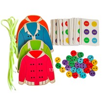 Kindergarten Early teaching Puzzle Toy Wearing rope button Monzi special Note Powerball Delicate Action Distinguish Color Zone Corner Game