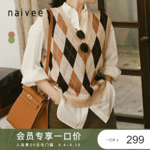 Mall Tongan Vernaivee commuter retro magna tattoo V collar loose knit sweater waistcoat waistcoat female