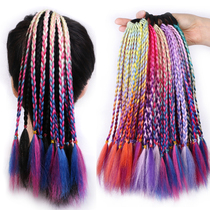 Horsetail Dirty Braid Wig Colored Small Braid Gradient Color National Wind Short Twist Strap Style Chic Hip-hop Children