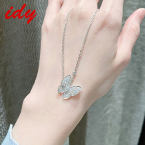 Full diamond butterfly necklace female 925 sterling silver 2021 new explosive neck chain light luxury niche senior sense choker
