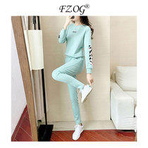 FZOG sports suit women 2022 Spring new round collar breathable mid-aged casual sportswear two sets of damp