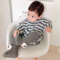 0-3 years old male baby male baby boy spring and autumn cartoon elastic leggings knitted pants cotton cute socks cute ins