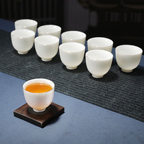 Ceramic teacup tea cup kung fu teacup household white porcelain small teacup 10 pieces Mingcup LOGO word customization