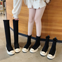 Hong Kong Net red elastic socks shoes tide 2021 autumn and winter Korean version of Joker high-top womens boots sports muffin shoes
