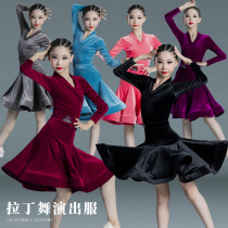 High-end childrens Latin dance competition uniforms professional art Test girls Net red performance childrens practice grade dress dress