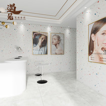 Imitated terrazzo bamboo wood fiber integrated wallboard beauty salon wallboard spot background wall quick gusset panel decoration