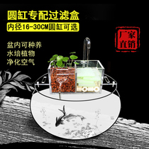 Round fish tank filter small three-in-one upper filter box glass tank drip box waterfall silent water purification