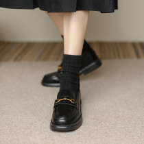 Black Lefoe shoes women 2022 new spring small crowdsourced Inn wind small leather shoes design Sensory retro shoes single shoes