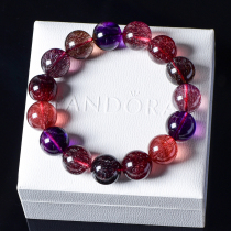 Factory direct blackcurrant Super Seven hand string natural crystal bracelet female purple hair Golden strawberry three-round backbone cornucopia