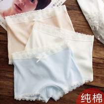 Underpants girl flat corner Middle School junior high school student cotton girl four corner Lady 15-year-old student fat white shorts female